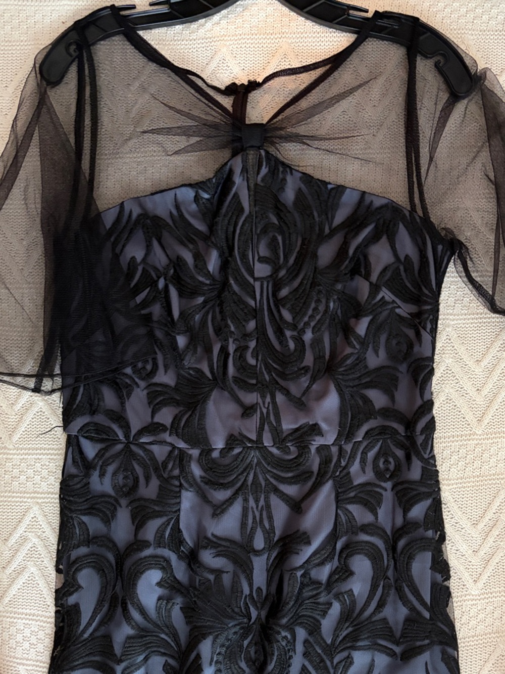 JS Collections Black & Navy Floral Lace Maxi Dress